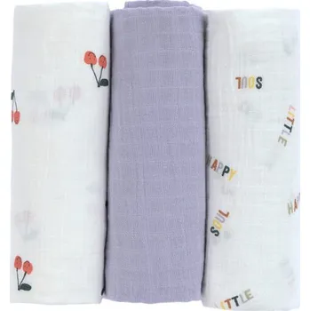 Dětský batoh Swaddle Burp blanket 85x85 Happy Fruits cherry