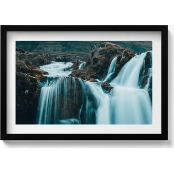 Obraz Dekorace, obraz s grafikou v krásném rámu - Fotografie horského vodopádu 60x40 cm