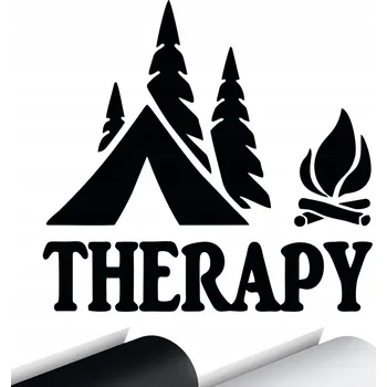 Samolepicí dekorace na vozidlo NÁLEPKA na auto CAMPING ADVENTURE THERAPY 15x14 cm