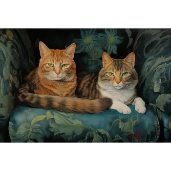 Plakát Plakát Kočky na křesle bez rámu 91,5 x 61 cm