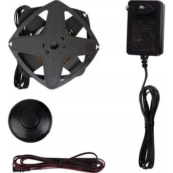 LED osvětlení Modrá LED páska 1,7 m s napájecím adaptérem a nožním spínačem Samolepicí