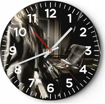 Hodiny Nástěnné hodiny do obýváku 40x40 Žena Kulatý Skleněné hodiny Loft Tiché