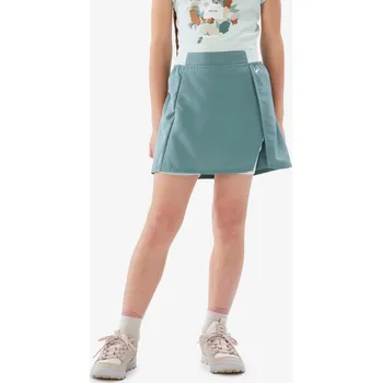 Dívčí sukně QUECHUA Dívčí turistická sukně s kraťasy MH 100 10 LET MODRÁ|ZELENÁ