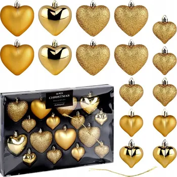 Vánoční dekorace 16x Vánoční Baňky VÁNOČNÍCH nerozbitných ZLATÝCH sada baněk na stromeček