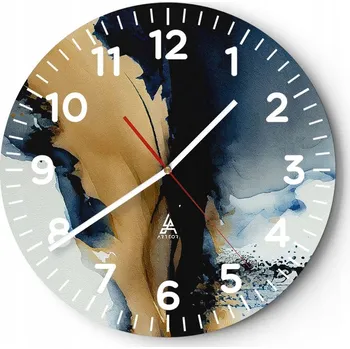 Hodiny Nástěnné hodiny do obýváku 40x40 Abstrakce Kulatý Skleněné hodiny Loft Tiché
