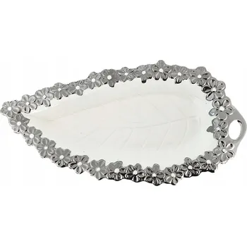 Talíř Porcelánový servírovací talíř na uzeniny a chuťovky Kwiatki Glamour 40x20 cm
