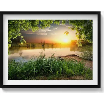 Obraz Ozdobný nástěnný obraz v rámu s grafikou Západ slunce letní dny 80x60 cm