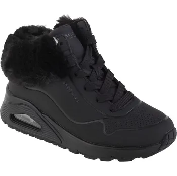 Dětská treková obuv Černé dívčí kotníkové tenisky s kožíškem Skechers Uno - Fall Air 310539L-BBK Velikost: 34
