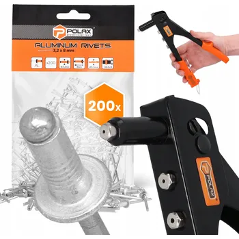 Nýt RUČNÍ Nýtovačka 2,4-4,8 mm + 200x TRHACÍCH Nýtů 3,2x8 Hliníkové Pozink Ni 9T