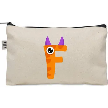 Penál ŠKOLNÍ PENÁL POUZDRO bavlněné béžové PÍSMENO F jméno monster KO_041