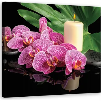Obraz OBRAZ NA PLÁTNĚ Růžová Orchidej Svíčky 60x60