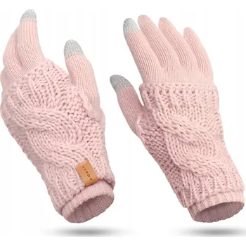 Rukavice NANDY Dámské dotykové rukavice a palčáky 2v1 s copánkovým vzorem, dvouvrstvé, zimní