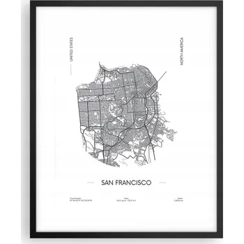 Obraz Foto obraz, plakát na zeď v černém rámu 40x50 mapa, plakáty do obýváku