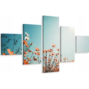 Obraz Vícedílný obraz KVĚTINY Polní louka Nebe Dekorace 3D 150x90