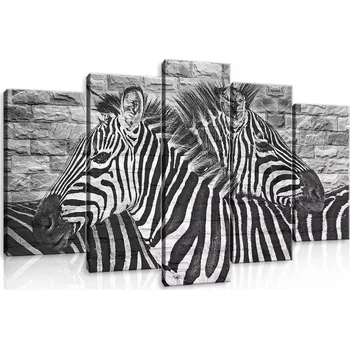 Obraz OBRAZ NA PLÁTNĚ CANVAS 100x60 ZEBRA CIHLA ZEĎ