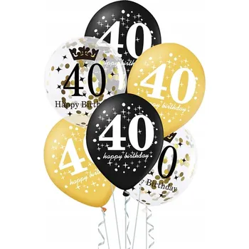 Balónek Latexové balónky s konfetami, 40. narozeniny, 6 kusů
