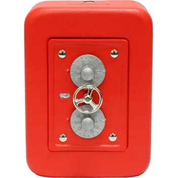 Pokladnička Pokladnička sejf kovová na kód červená 15x11x7,5 cm