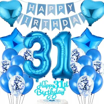 Party dekorace SADA NA NAROZENINOVOU OSLAVU DEKORACE BANNER BALÓNKY ČÍSLO 31 NAROZENINY