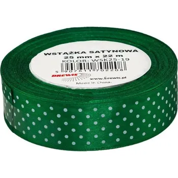 Stuha SATÉNOVÁ STUHA S PUNTÍKY ZELENÁ 25MMX22M