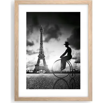 Obraz Obraz plakát v rámu světlý dub do obýváku 30x40 Paříž foto plakáty na zeď