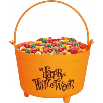 Karnevalový doplněk Kyblík na bonbóny Fiestas Guirca Happy Halloween 30 cm oranžový