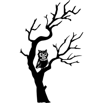 Obraz Samolepka na stěnu Drukant W-DZ006_112 strom se sovou černá 112x70 cm
