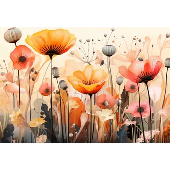 Plakát Plakát Tančící máky bez rámu 29,7 x 21 cm