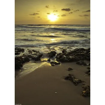 Obraz Plakát Západ slunce nad pláží Palmachim bez rámu 20,5 x 28,4 cm