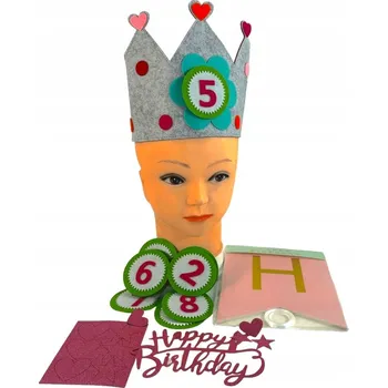 Balónek VELKÁ SADA DEKORACÍ K NAROZENINÁM S FILCOVOU KORUNKOU A VYMĚNITELNÝM ČÍSLEM