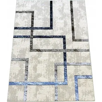 Koberec Moderní módní koberec šedý 80x150 v glamour stylu s tmavě modrými liniemi