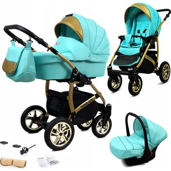 Kočárek Dětský kočárek 3v1 BabyLux GoldLux sporťák, hluboká korba, autosedačka