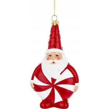 Vánoční dekorace Vánoční Vánoční Koule Mikuláš bílo-červený lízátko - 16 cm