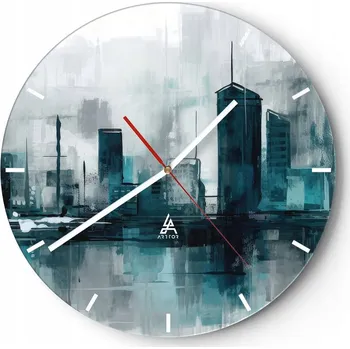 Hodiny Velké nástěnné hodiny 40x40 cm Město Skleněné hodiny Kulatý Tiché