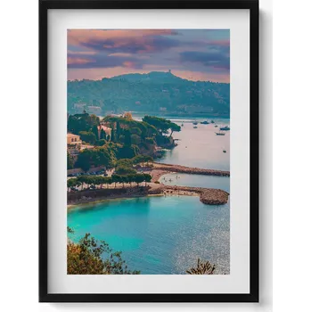 Obraz Dekorativní nástěnný obraz v rámu s grafikou Výhled na Azurové pobřeží 50x70 cm