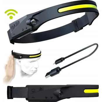 Čelovka Čelovka LED COB s páskem na hlavu, nabíjení USB