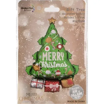 Vánoční dekorace Fóliový balónek VÁNOČNÍ STROMEK Dárek Vánoce 83 cm