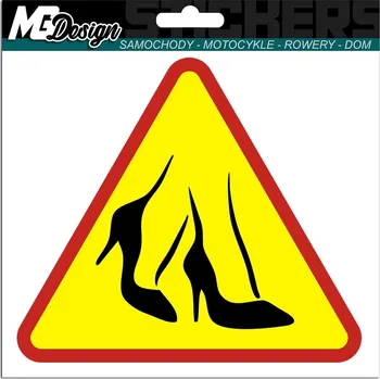 Samolepicí dekorace na vozidlo NÁLEPKA Grafika na auto POZOR ŽENA ZA VOLANTEM Bota Podpatky 15x13