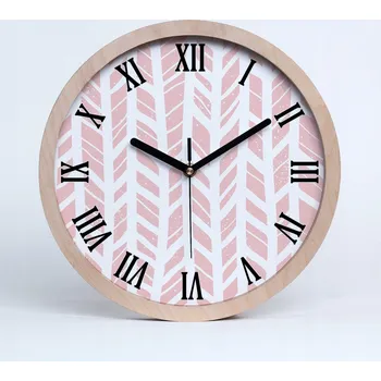 Hodiny Nástěnné dřevěné hodiny s tekutým efektem, vzor rybí kost, průměr 25 cm
