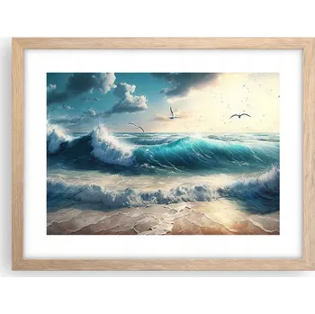 Obraz Obraz plakát v rámu světlý dub do obýváku 40x30 moře foto plakáty na zeď