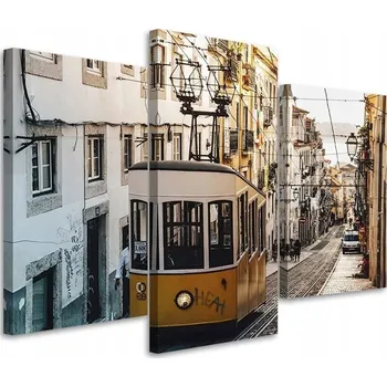 Obraz OBRAZ TRYPTYK Tramvaj Lisabon Město 60x40