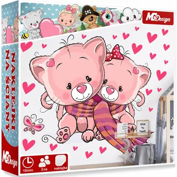 Samolepící dekorace XL VELKÁ Samolepka na stěnu KOŤÁTKA SRDÍČKA 57x55