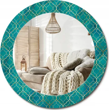 Zrcadlo Zrcadlo nástěnné s ozdobným skleněným rámem průměr 60 cm, barevná kompozice