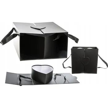 Dárková krabička Ozdobná Krabička - Flower box - srdce černé (černý)