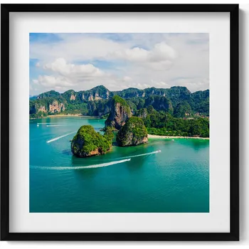 Obraz Nástěnný obraz v černém rámu, dekorace interiéru - Ostrov v Thajsku 50x50 cm