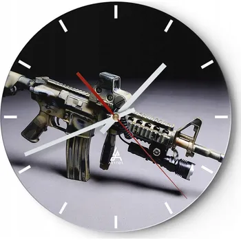 Hodiny Velké nástěnné hodiny 40x40 Militaria Skleněné hodiny Kulatý Tiché