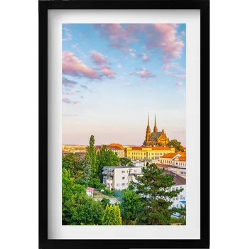 Obraz Nástěnný obraz v černém rámu do obýváku, kuchyně - Budovy Brno, Česká republika, 40x60 cm