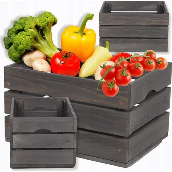 Úložný box Dřevěná bedýnka na ovoce a zeleninu 40x30 cm s uchy - ODOLNÁ