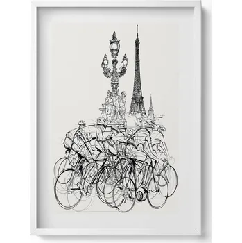 Obraz Obraz v bílém rámu nástěnná dekorace Abstrakce cyklistické závody 50x70 cm