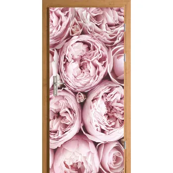 Fototapeta Samolepicí nálepka na dveře, květiny, pivoňky růže