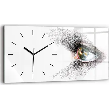 Hodiny Moderní skleněné nástěnné hodiny s potiskem 60x30 cm - Kresba lidského oka
